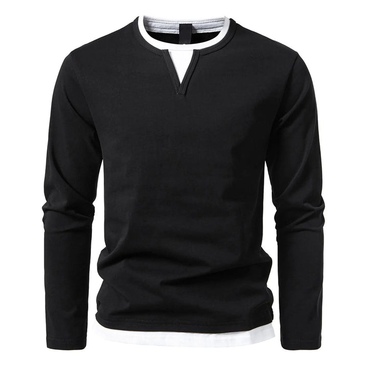 Herren Langarm Henley Hemd - Lagen Saum