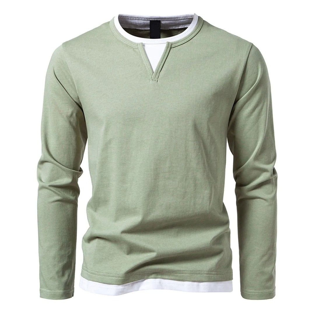 Herren Langarm Henley Hemd - Lagen Saum