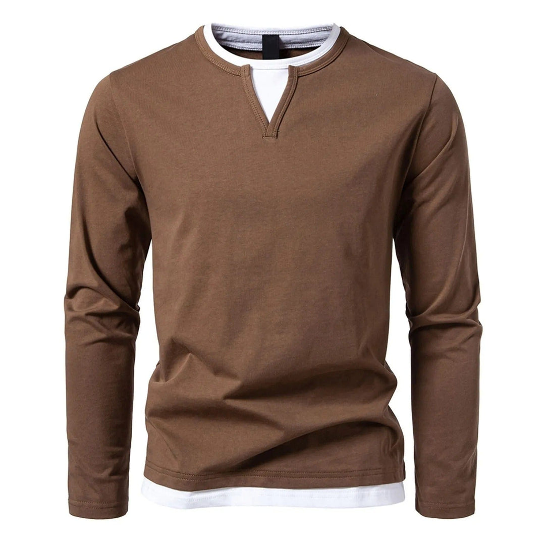 Herren Langarm Henley Hemd - Lagen Saum