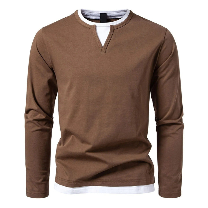 Herren Langarm Henley Hemd - Lagen Saum