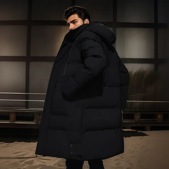 Herren Parka mit Kapuze und Wattierung – Langes Modell