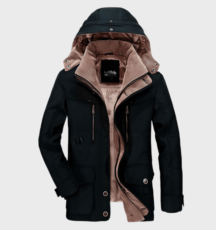 Herren Steppjacke mit Abnehmbarer Kapuze – Langes Modell