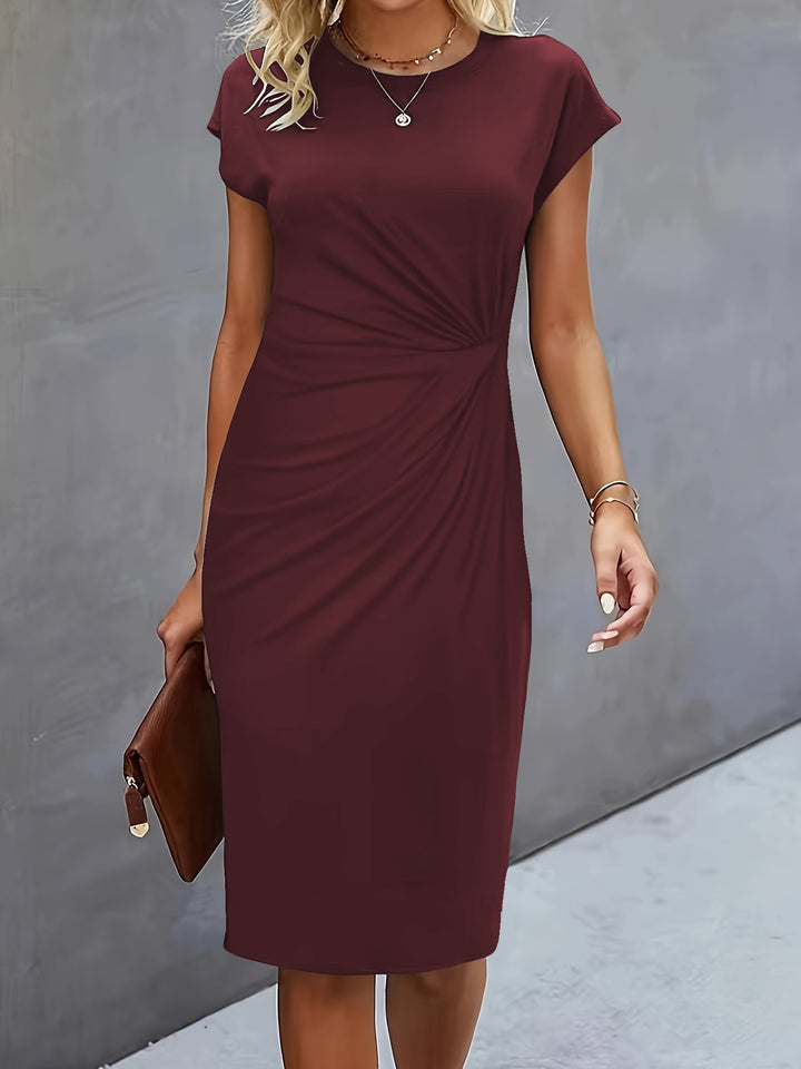 Damen Formalkleid mit Kurzen Ärmeln – Midi