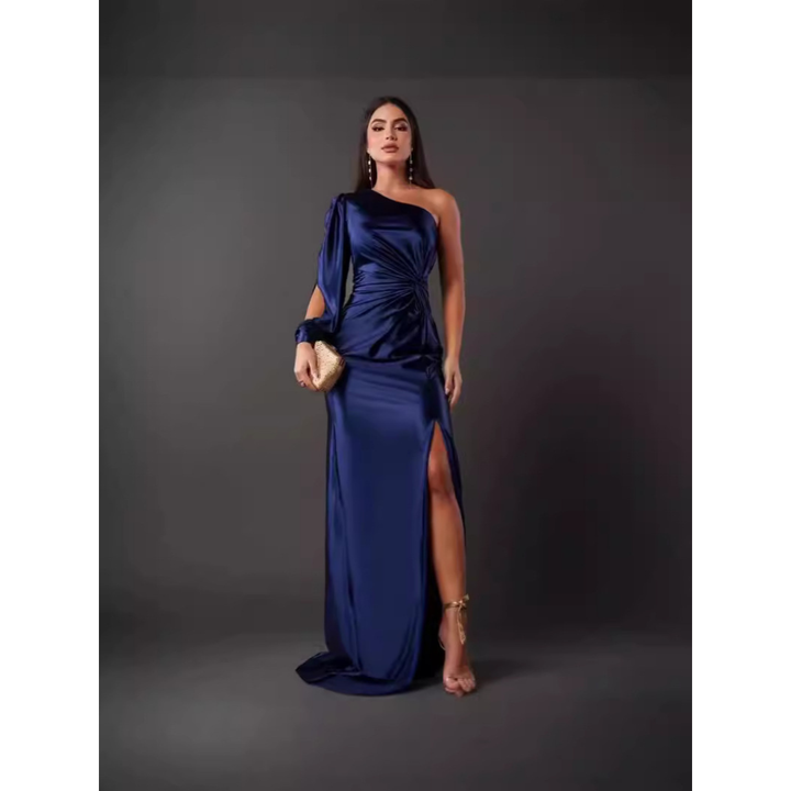 Damen Abendkleid mit einem Schulter und Taillierter Passform – Maxi