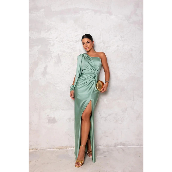 Damen Abendkleid mit einem Schulter und Taillierter Passform – Maxi