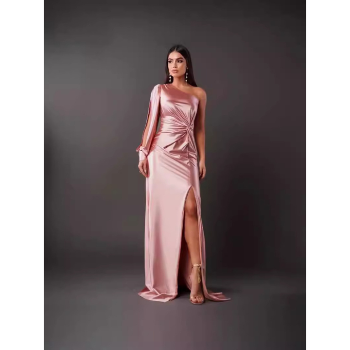 Damen Abendkleid mit einem Schulter und Taillierter Passform – Maxi