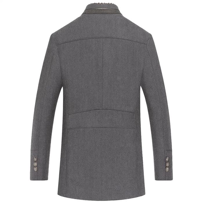 Herren Gefütterter Wintermantel mit Hohem Kragen – Langes Modell