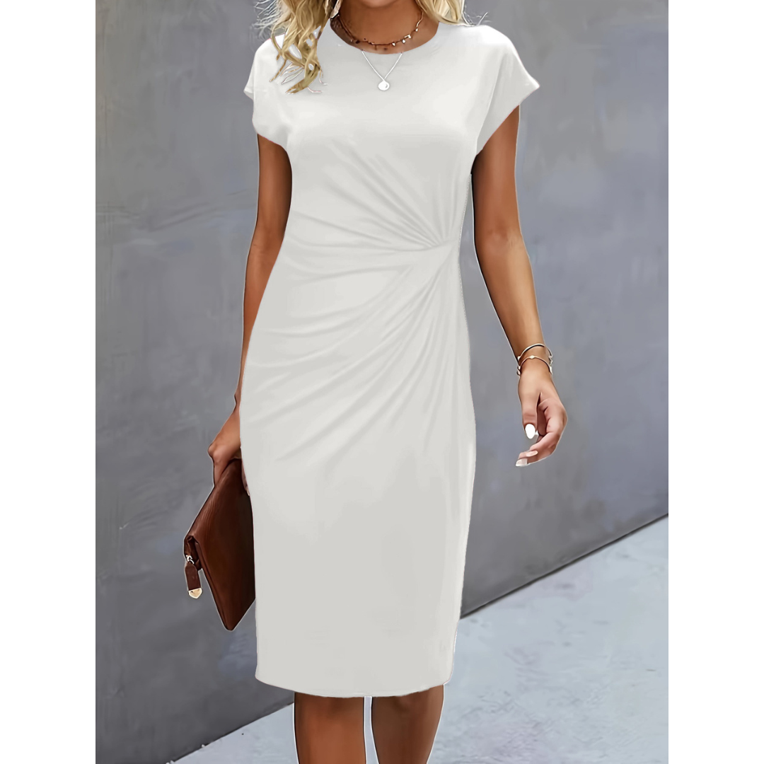 Damen Formalkleid mit Kurzen Ärmeln – Midi