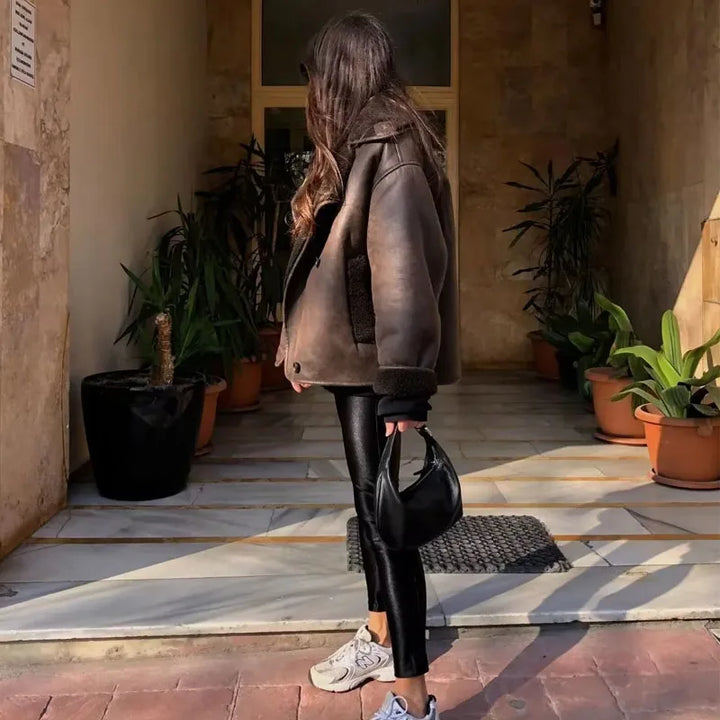 GINA - BRAUNE LEDERJACKE