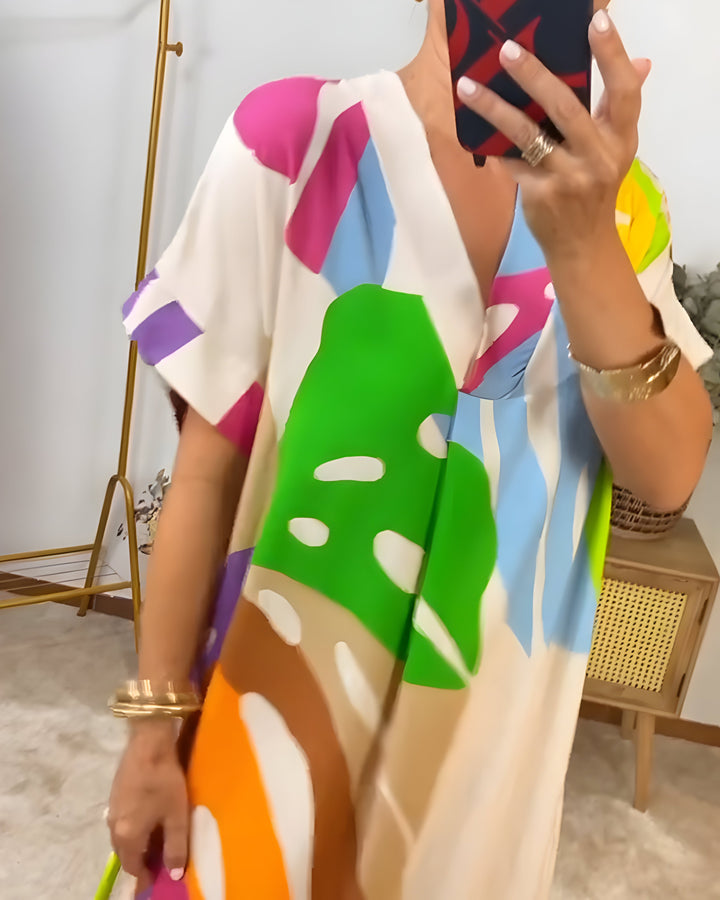 MARGOT - KLEID MIT BUNTEM BLATTPRINT