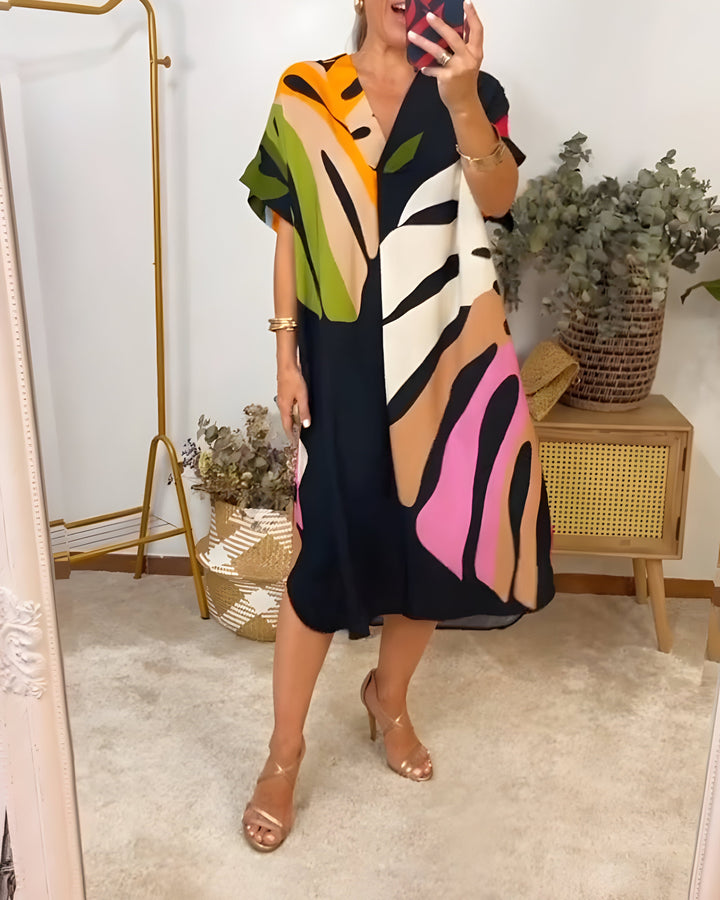 MARGOT - KLEID MIT BUNTEM BLATTPRINT