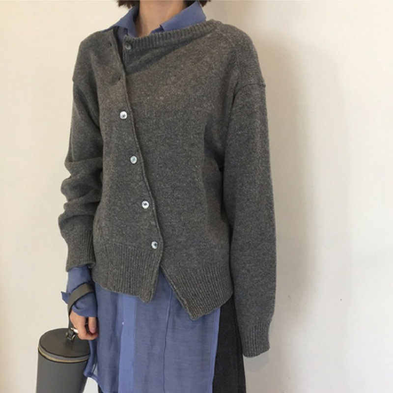 Damen Strickjacke mit Überwurf – Asymmetrisches Design