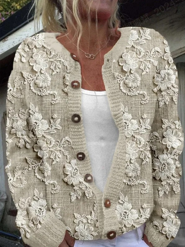 ELISABETH - STYLISCHE CARDIGAN MIT BLUMENMUSTER